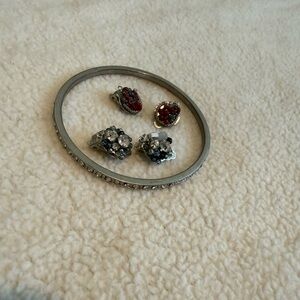 Elegant Silver and Red Jewelry Set